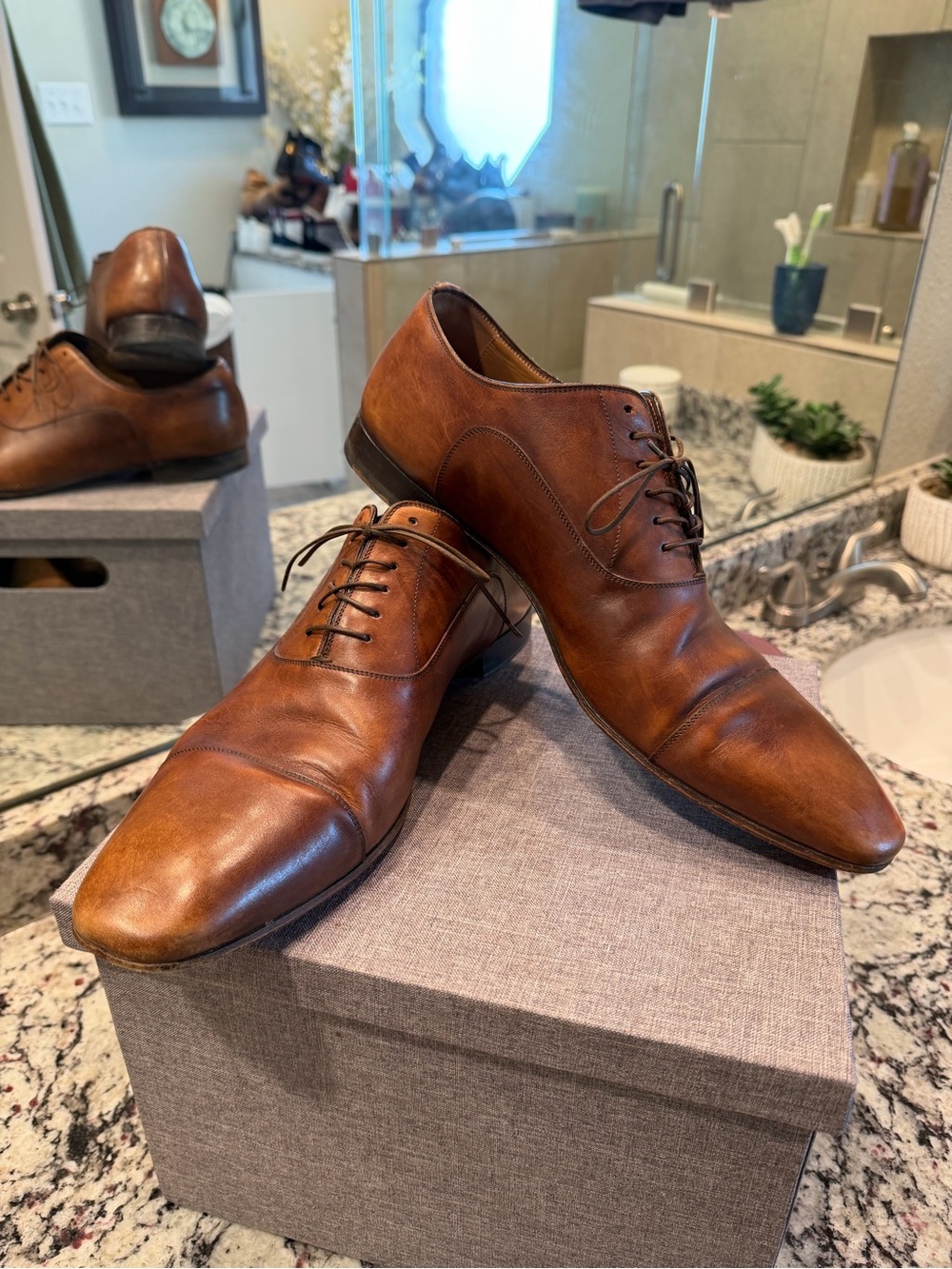 Christian Louboutin Men's Cognac Leather Oxford Shoes